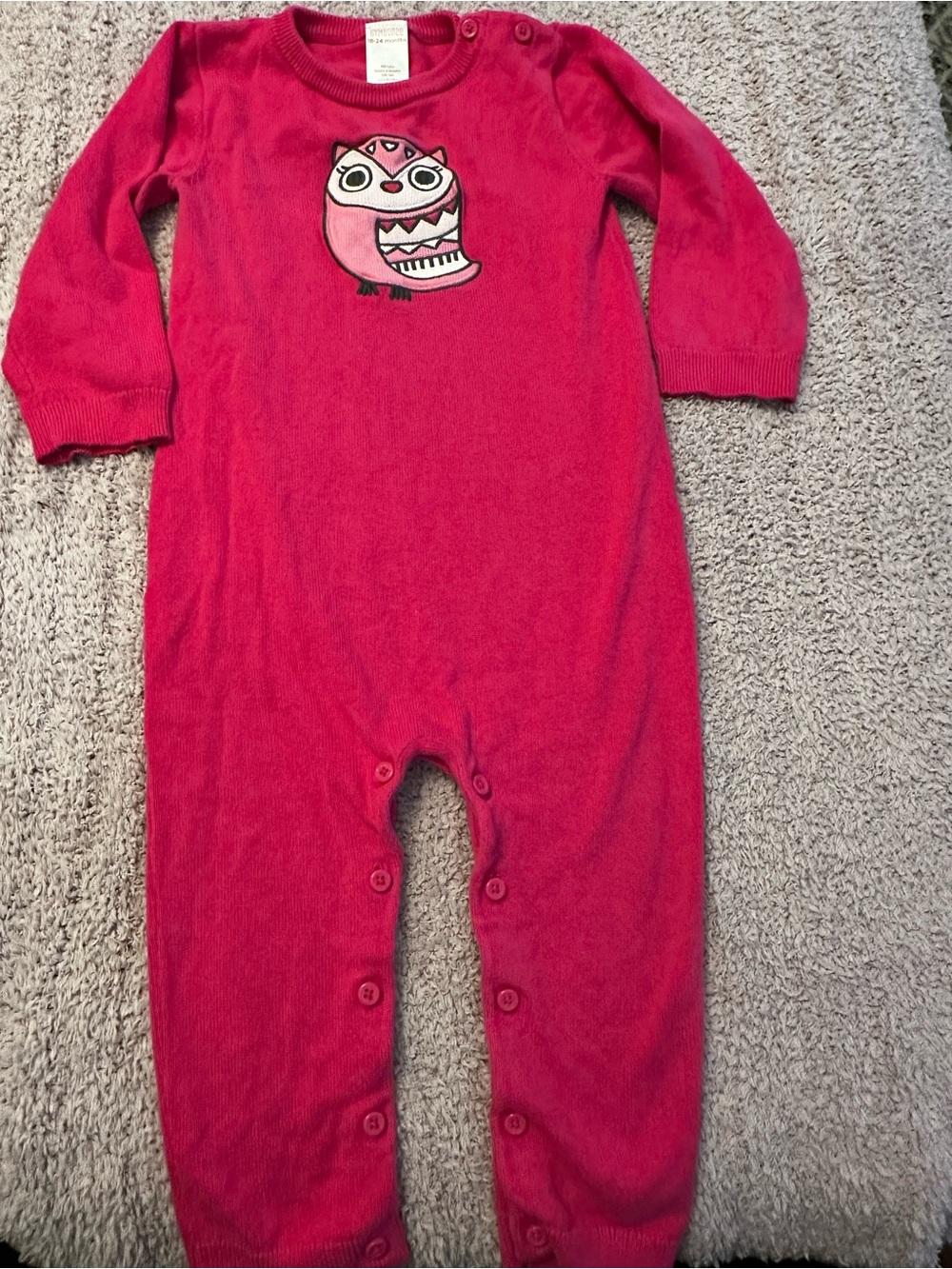 🦉 Gymboree Pink Owl Footless One-Piece Romper 18-24M
